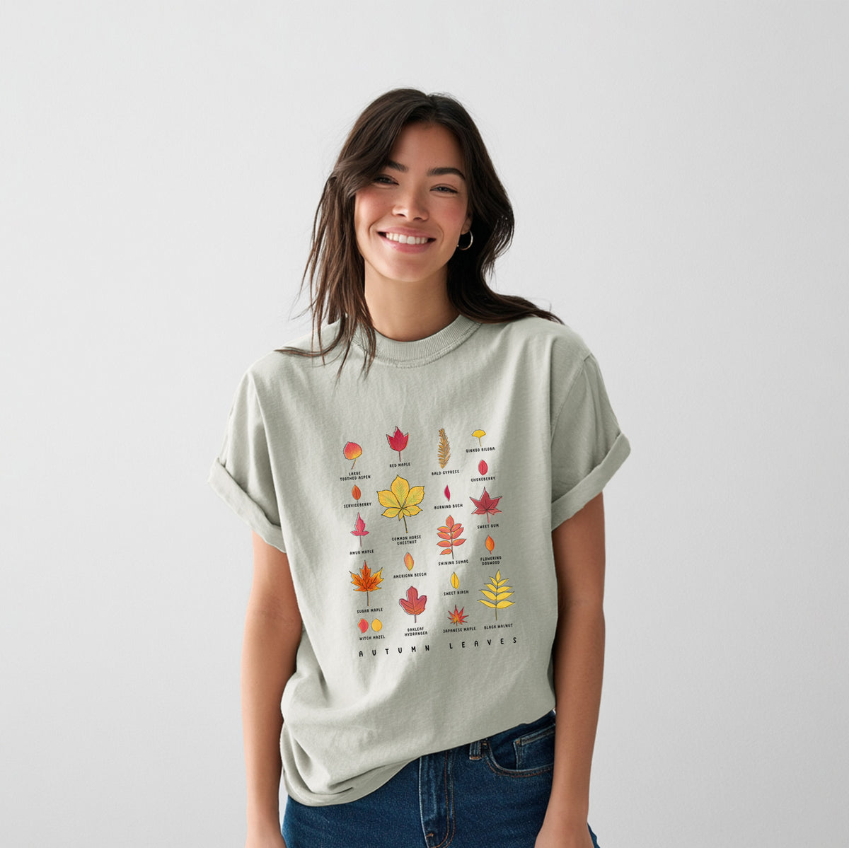 Vibrant Autumn Leaves Chart - Heavyweight Men&#39;s 100% Organic Cotton Tee