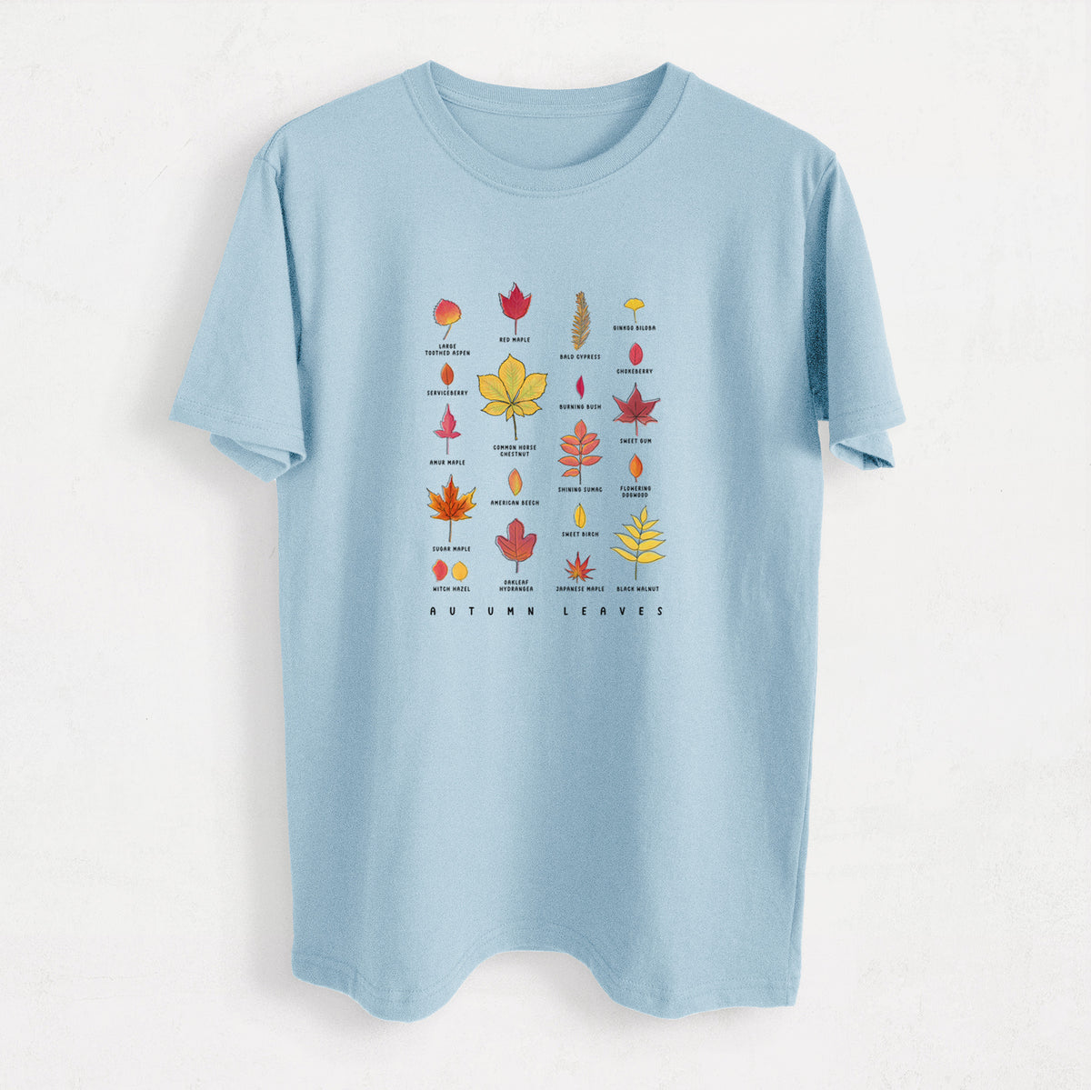 Vibrant Autumn Leaves Chart - Heavyweight Men&#39;s 100% Organic Cotton Tee