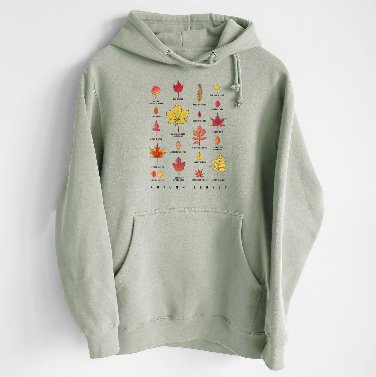 Vibrant Autumn Leaves Chart - Heavyweight Fleece Hoodie