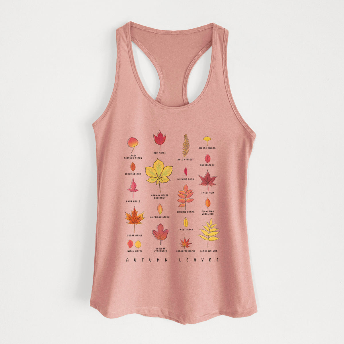 Vibrant Autumn Leaves Chart - Women&#39;s Racerback Tanktop