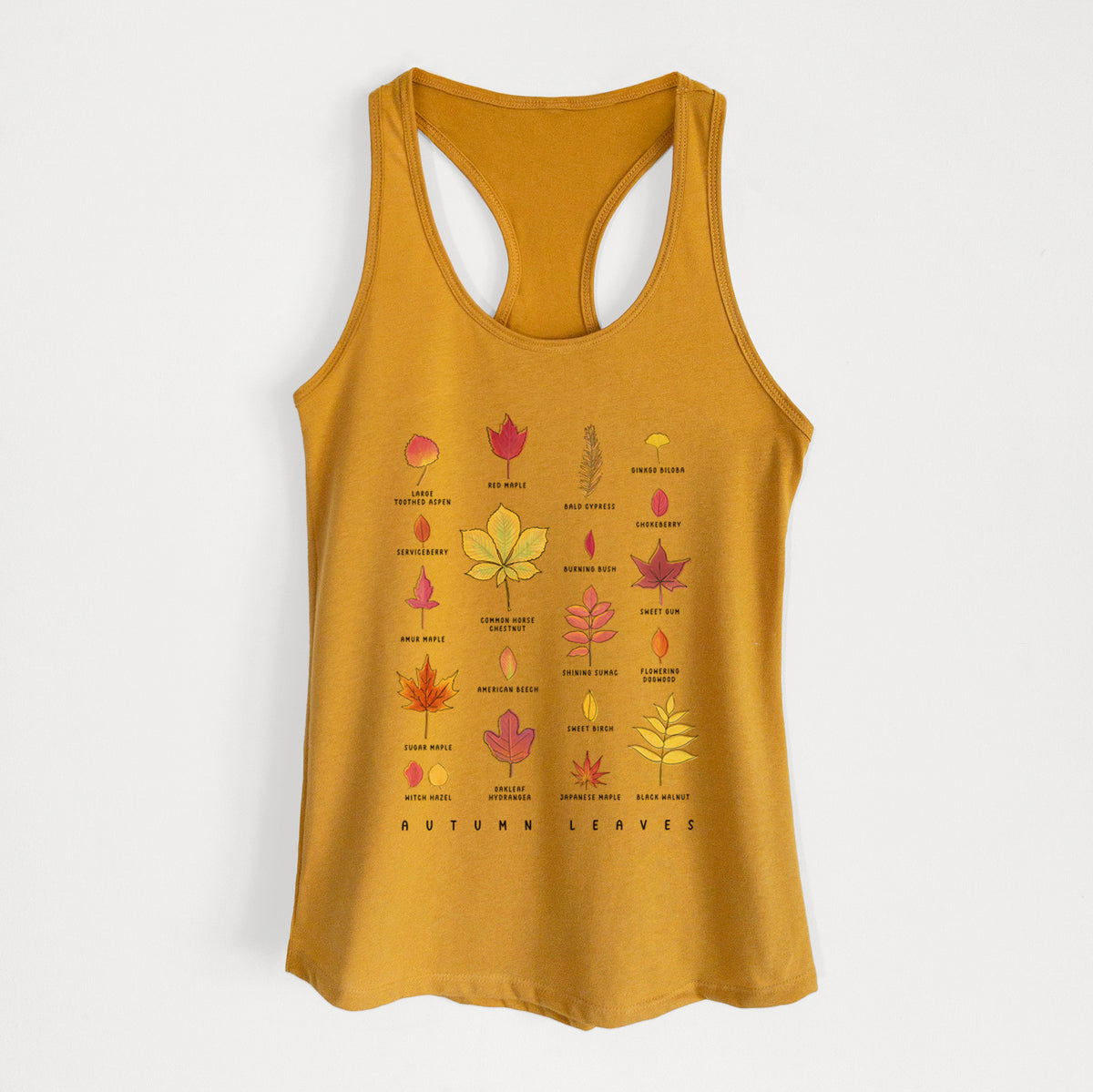 Vibrant Autumn Leaves Chart - Women&#39;s Racerback Tanktop