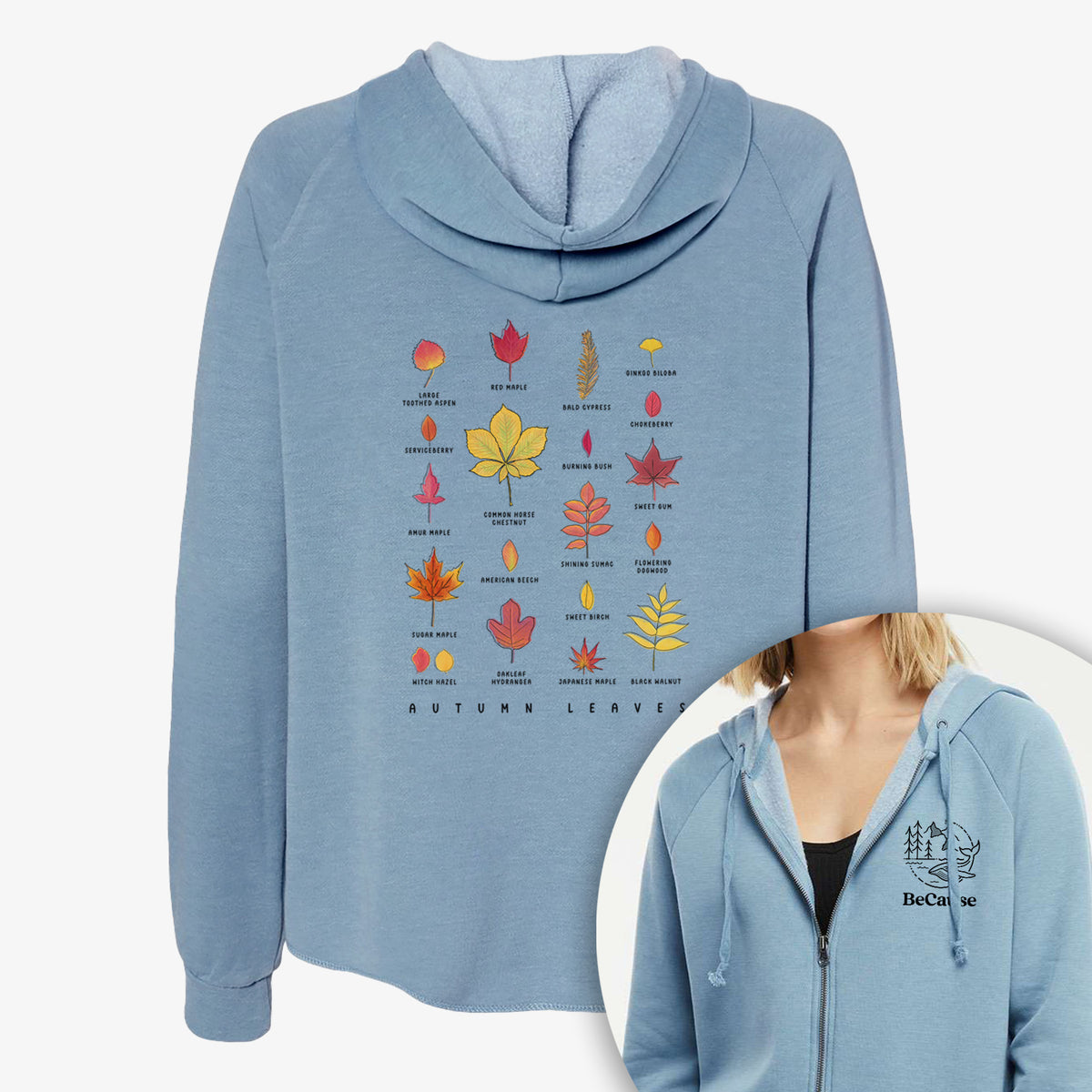 Vibrant Autumn Leaves Chart - Women&#39;s Cali Wave Zip-Up Sweatshirt