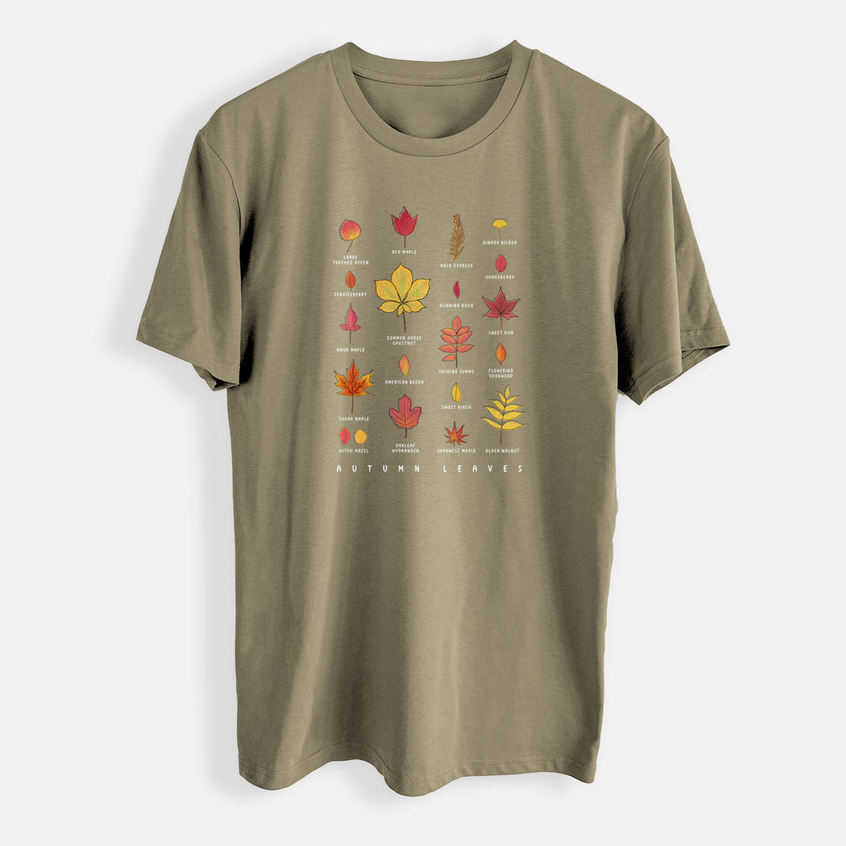 Vibrant Autumn Leaves Chart - Mens Everyday Staple Tee