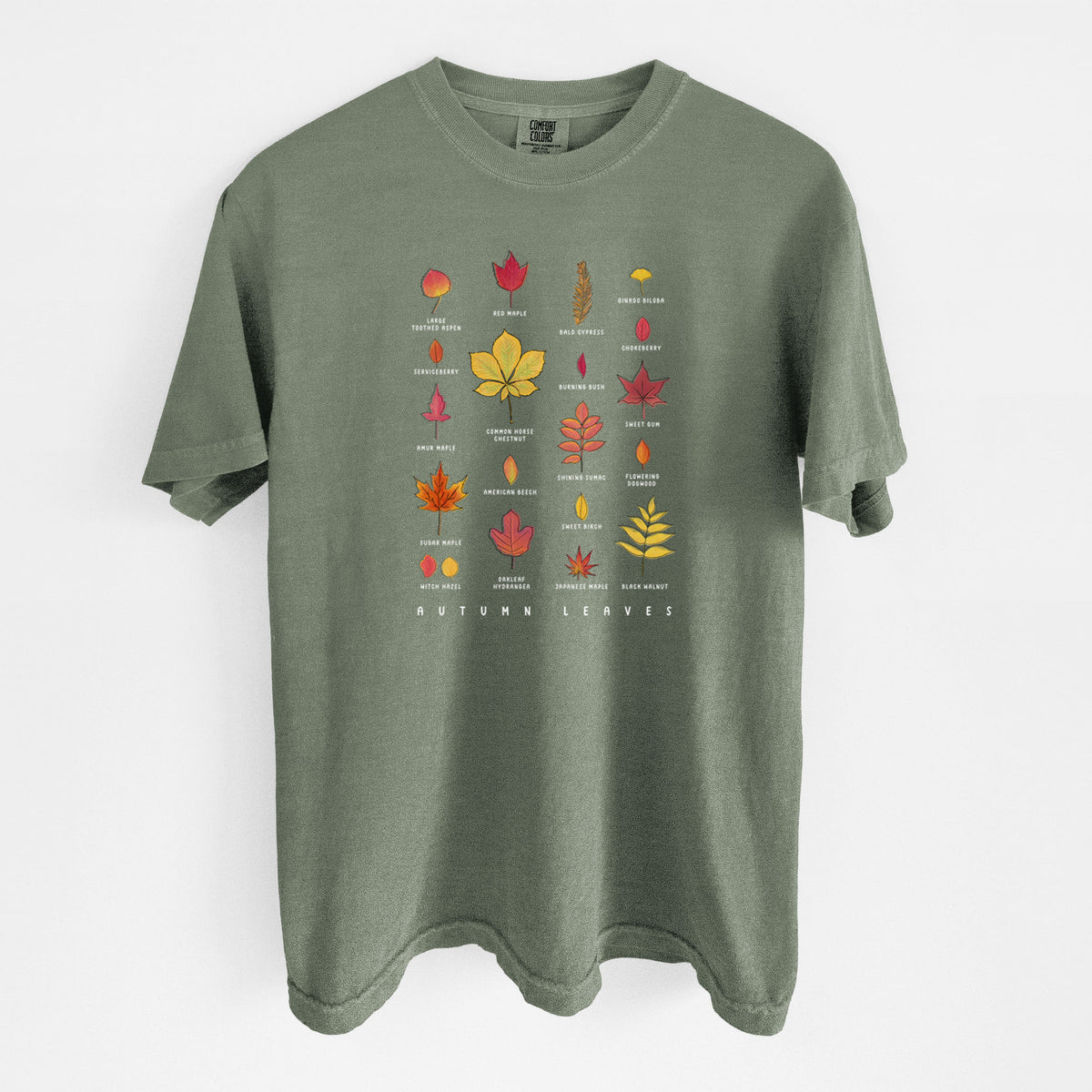 Vibrant Autumn Leaves Chart - Unisex Comfort Colors Garment-Dyed Heavyweight T-shirt