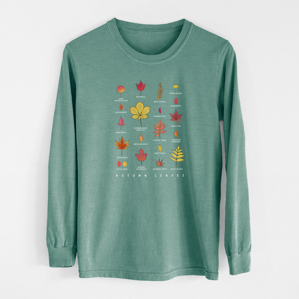 Vibrant Autumn Leaves Chart - Heavyweight 100% Cotton Long Sleeve