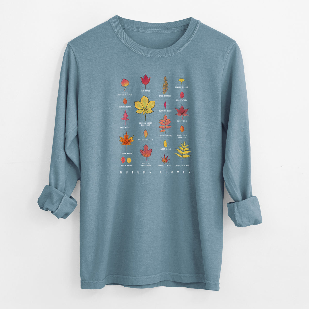 Vibrant Autumn Leaves Chart - Heavyweight 100% Cotton Long Sleeve