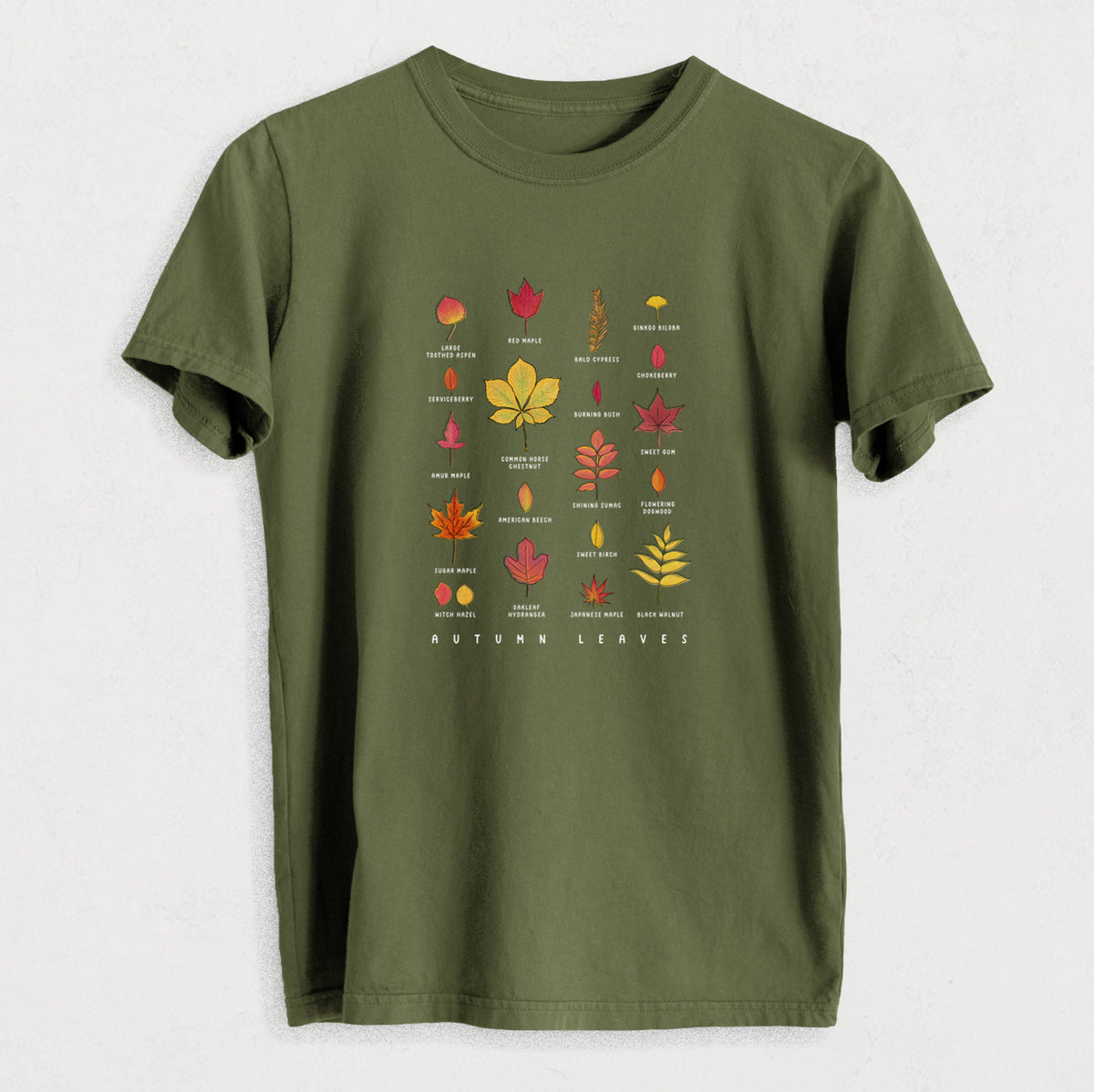 Vibrant Autumn Leaves Chart - Heavyweight Men&#39;s 100% Organic Cotton Tee