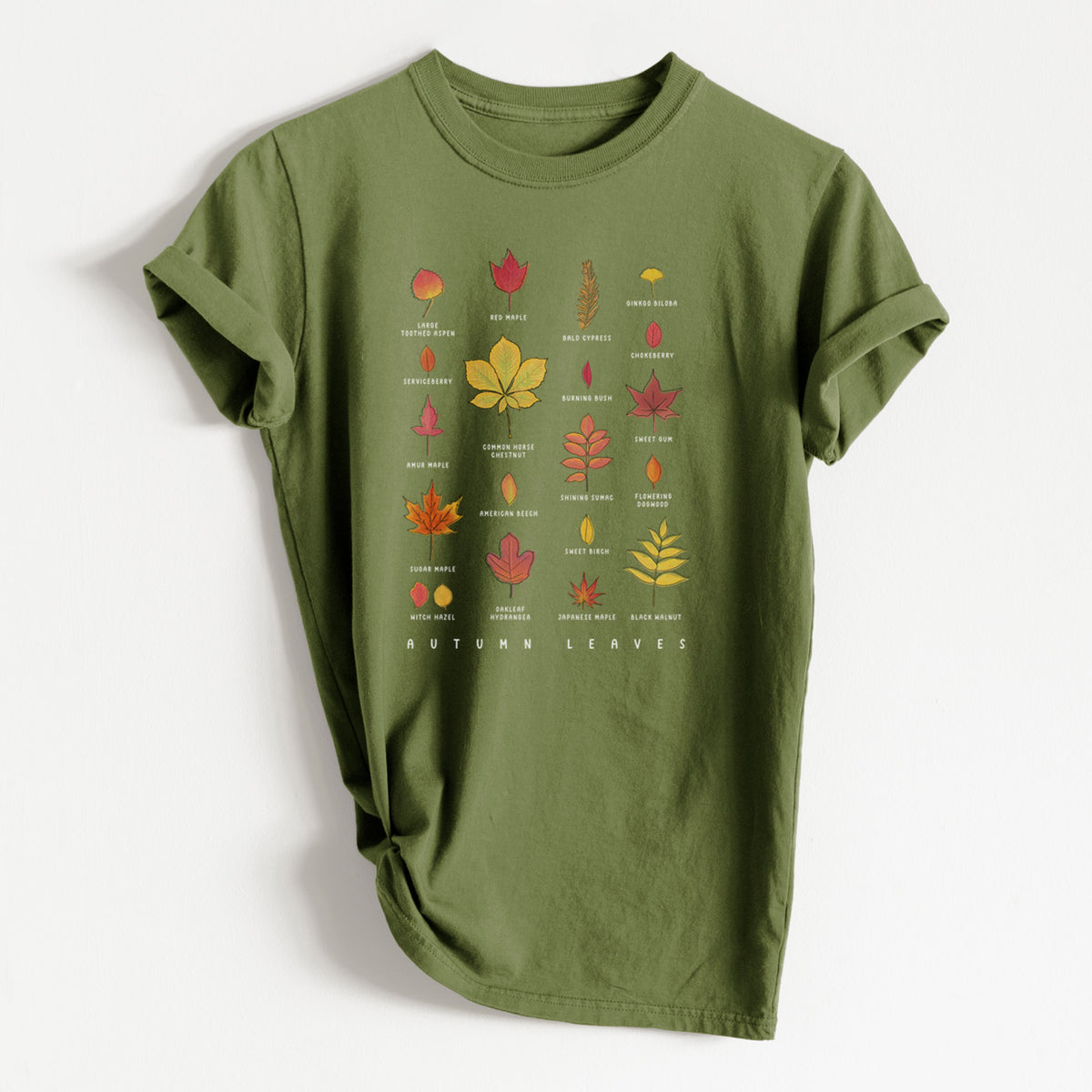 Vibrant Autumn Leaves Chart - Heavyweight Men&#39;s 100% Organic Cotton Tee