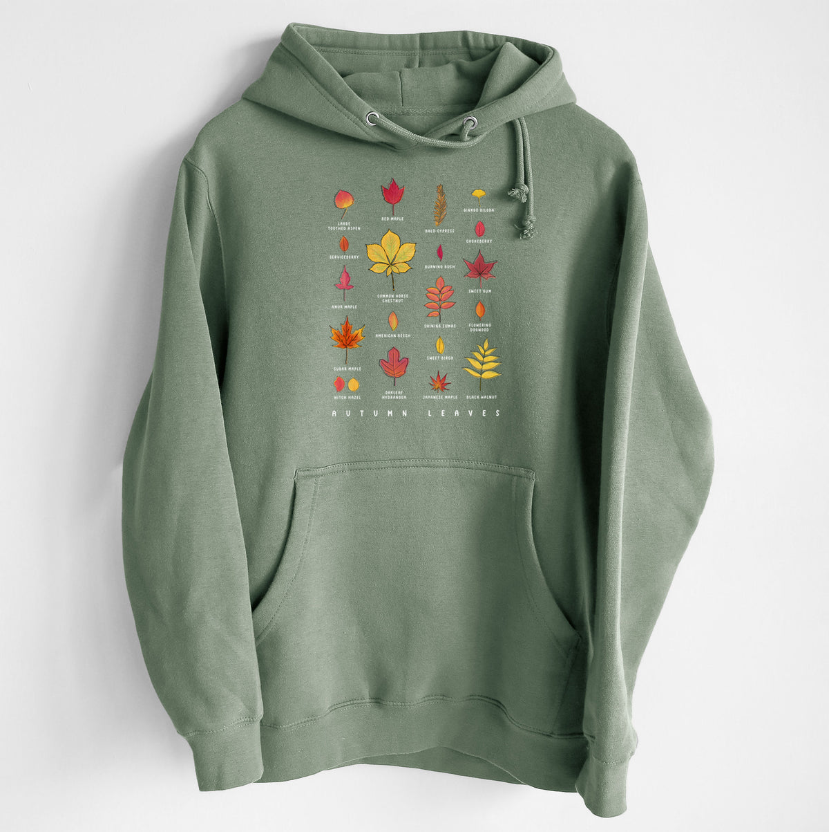 Vibrant Autumn Leaves Chart - Heavyweight Fleece Hoodie