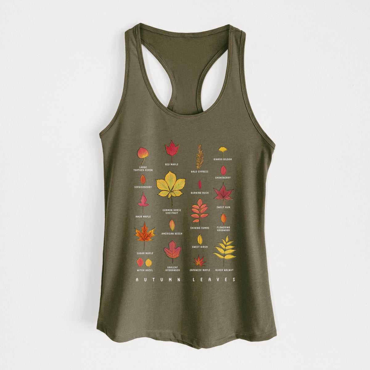 Vibrant Autumn Leaves Chart - Women&#39;s Racerback Tanktop