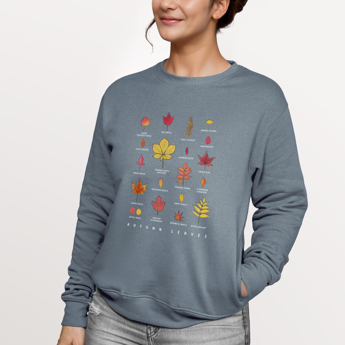 Vibrant Autumn Leaves Chart  - Unisex Reclaimed Crewneck Sweatshirt