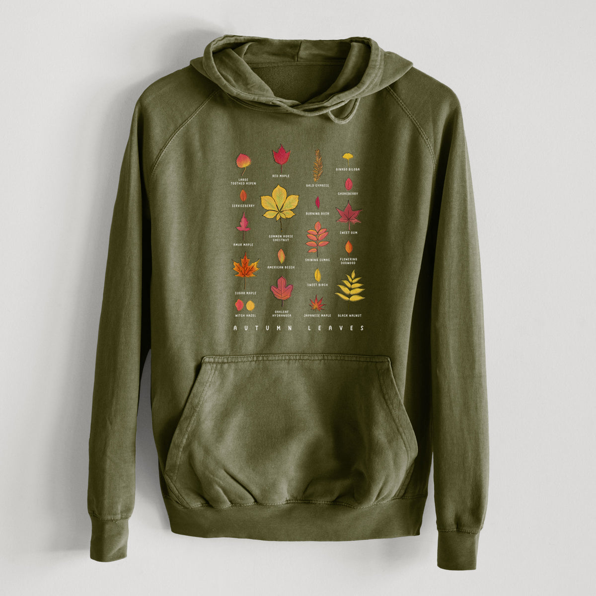 Vibrant Autumn Leaves Chart  - Mid-Weight Unisex Vintage 100% Cotton Hoodie