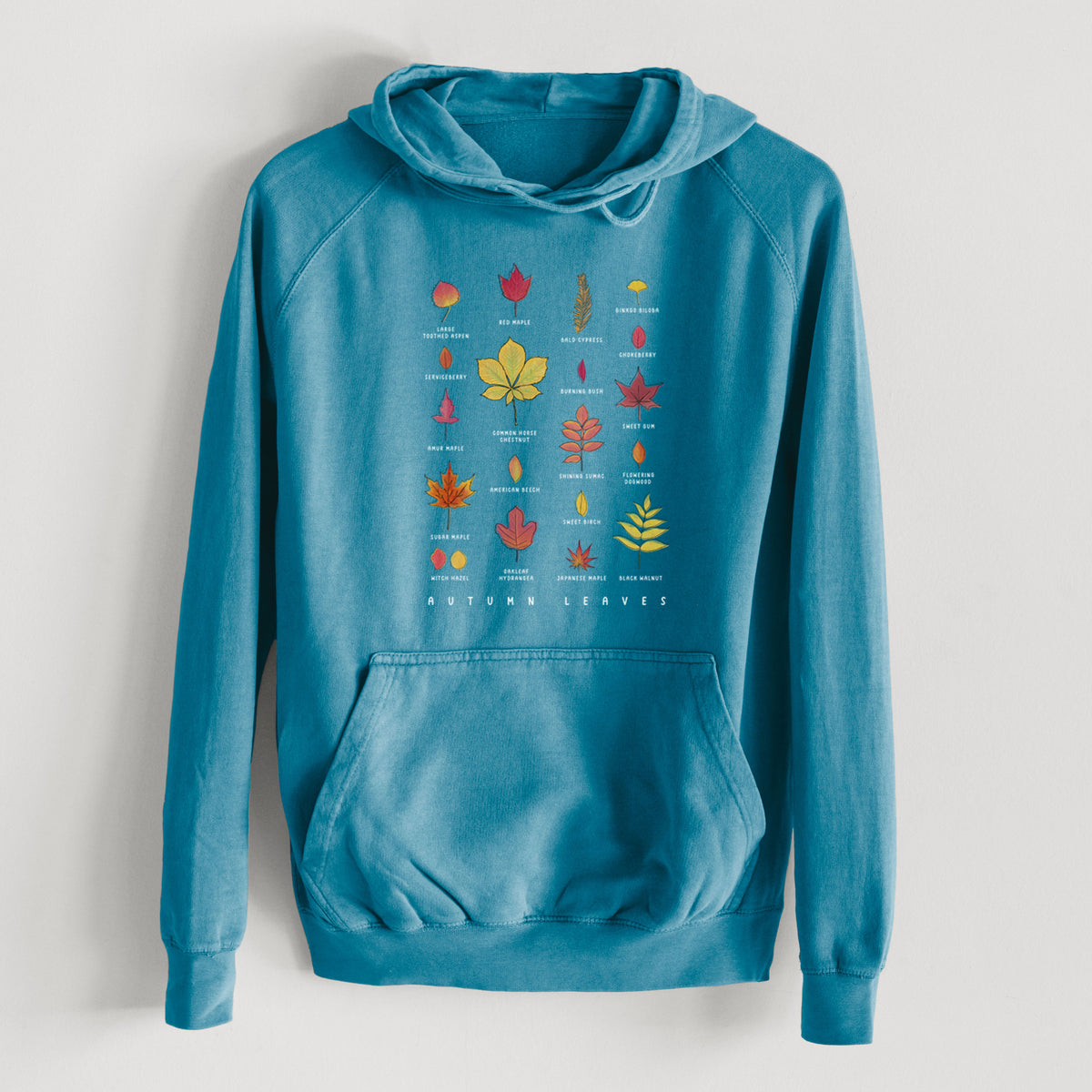 Vibrant Autumn Leaves Chart  - Mid-Weight Unisex Vintage 100% Cotton Hoodie