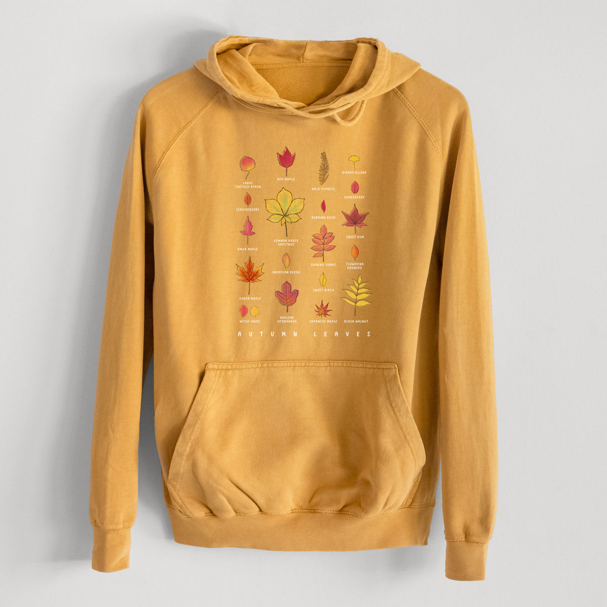 Vibrant Autumn Leaves Chart  - Mid-Weight Unisex Vintage 100% Cotton Hoodie