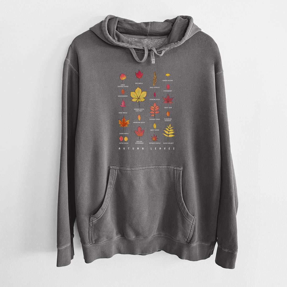 Vibrant Autumn Leaves Chart - Unisex Pigment Dyed Hoodie