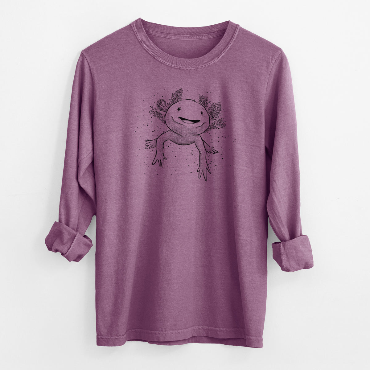 Axolotl - Ambystoma mexicanum - Men&#39;s Heavyweight 100% Cotton Long Sleeve