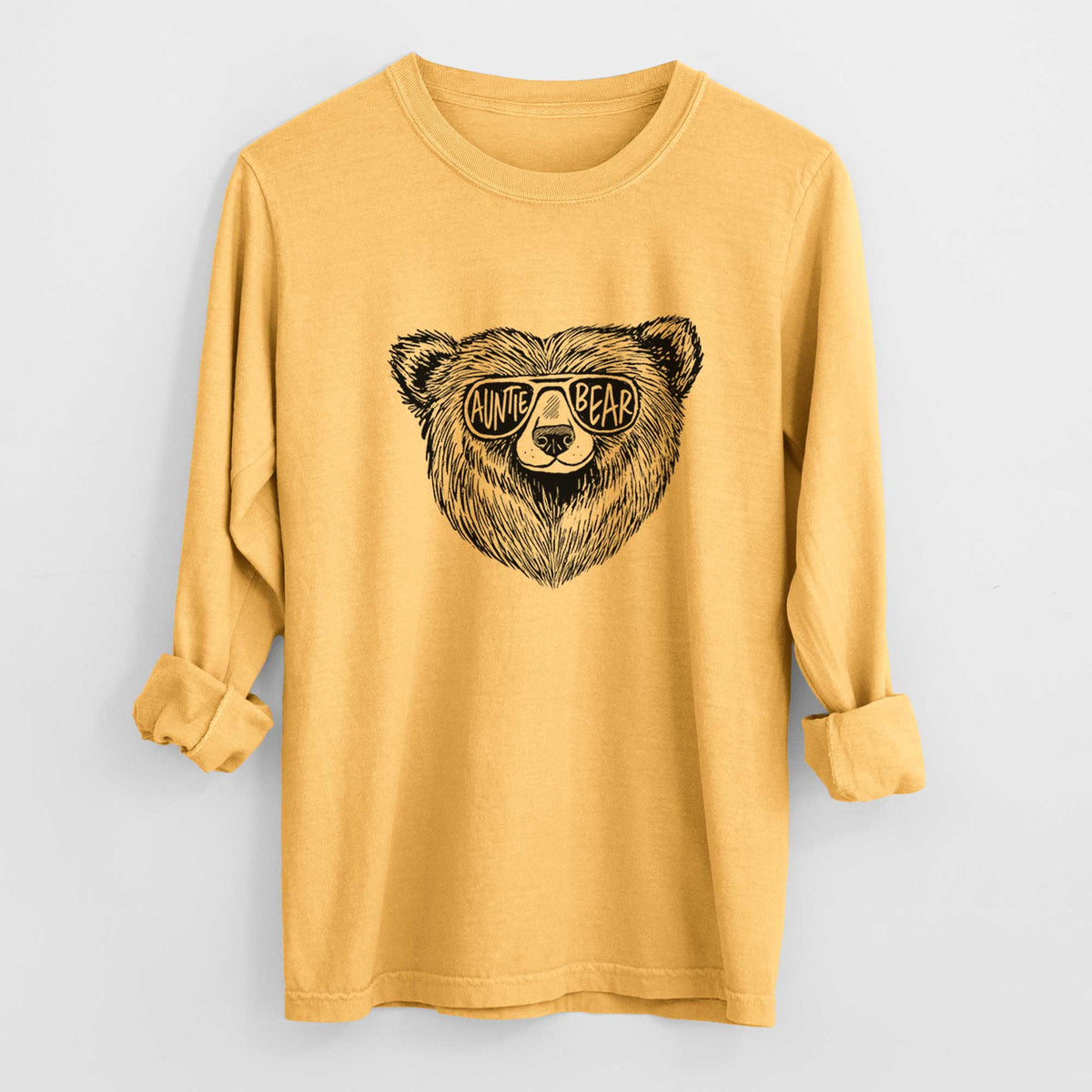 Auntie Bear - Men&#39;s Heavyweight 100% Cotton Long Sleeve