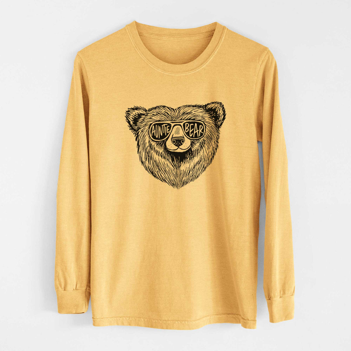 Auntie Bear - Men&#39;s Heavyweight 100% Cotton Long Sleeve