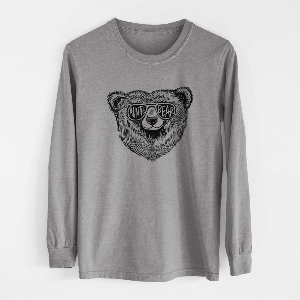 Auntie Bear - Men&#39;s Heavyweight 100% Cotton Long Sleeve