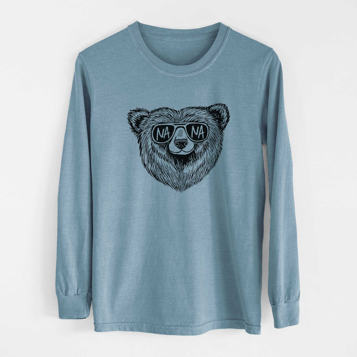 Nana Bear - Nana Glasses - Men&#39;s Heavyweight 100% Cotton Long Sleeve