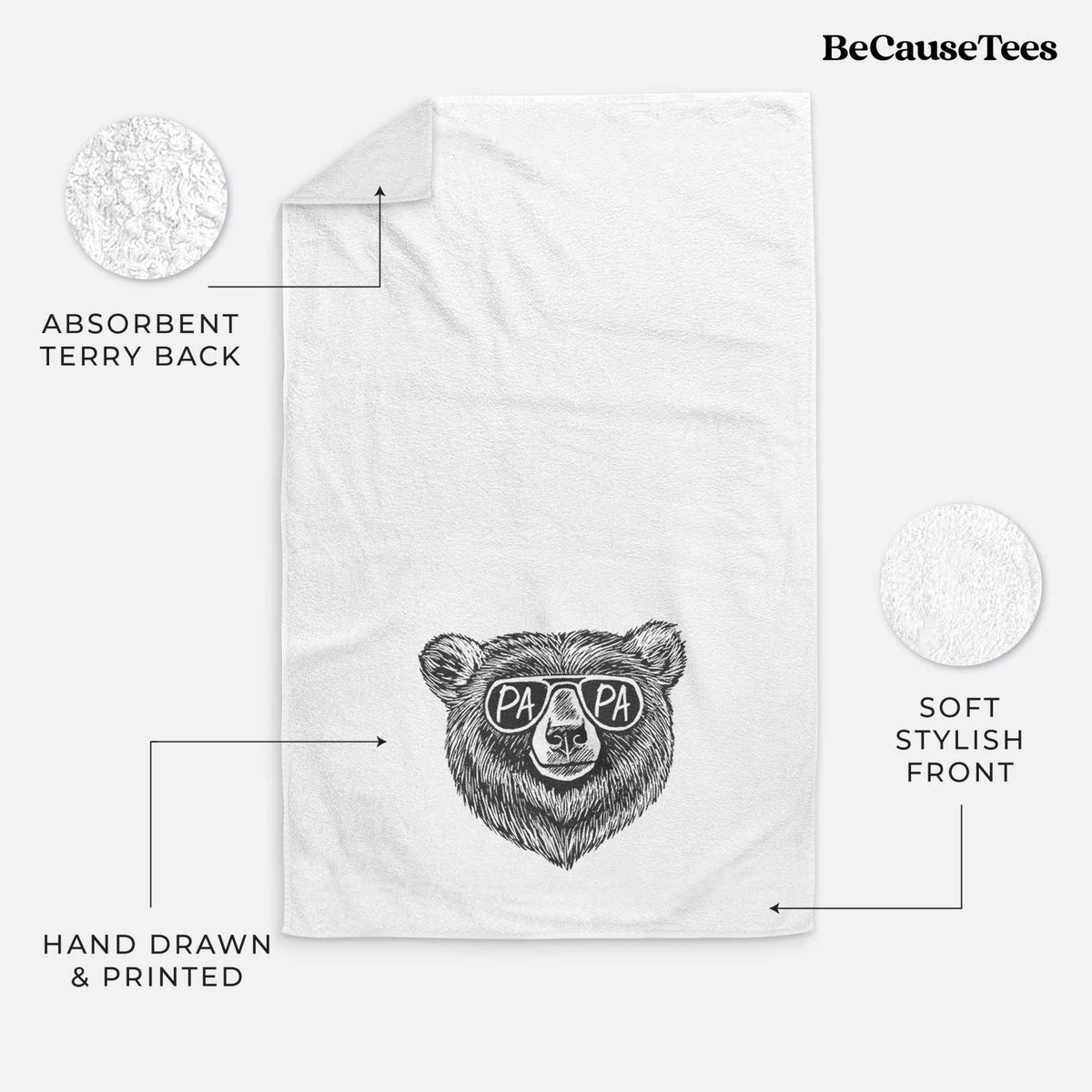 Papa Bear - Papa Glasses Premium Decorative Hand Towel