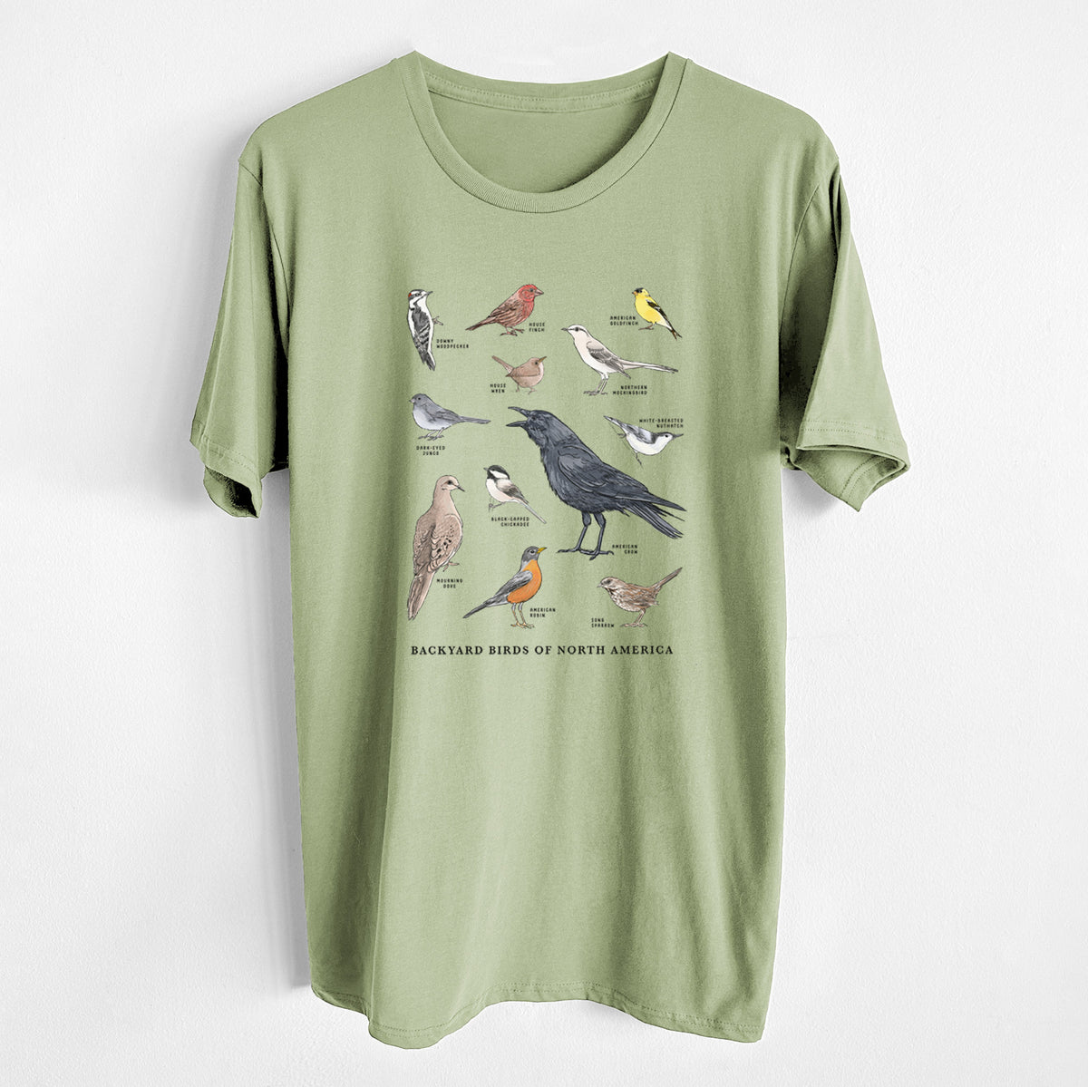 Common Backyard Birds of North America - Unisex Crewneck - Made in USA - 100% Organic Cotton