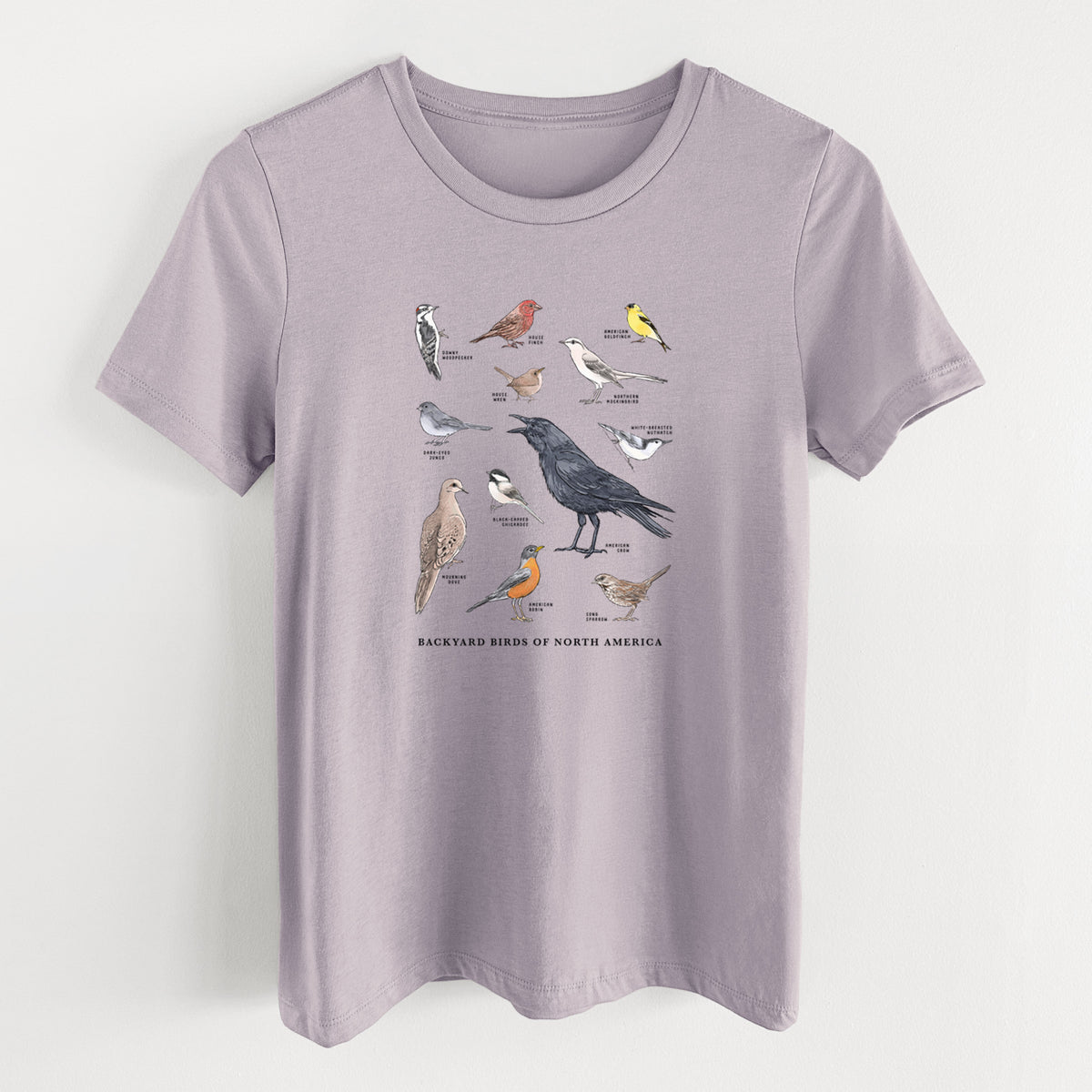 Common Backyard Birds of North America - Women&#39;s Lightweight Relaxed Fit 100% Cotton Crewneck