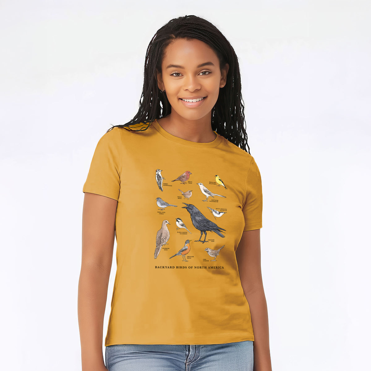 Common Backyard Birds of North America - Women&#39;s Lightweight Relaxed Fit 100% Cotton Crewneck