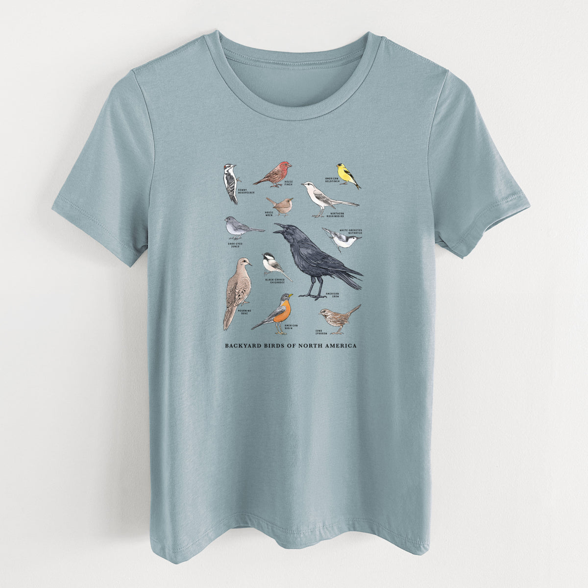 Common Backyard Birds of North America - Women&#39;s Lightweight Relaxed Fit 100% Cotton Crewneck