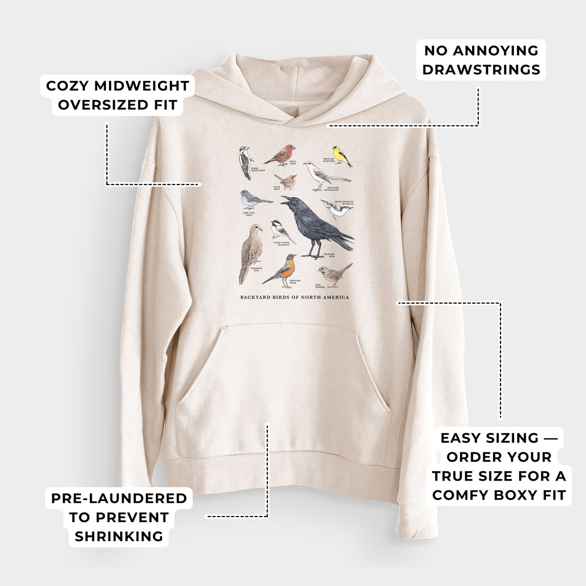 Common Backyard Birds of North America  - Bodega Midweight Hoodie