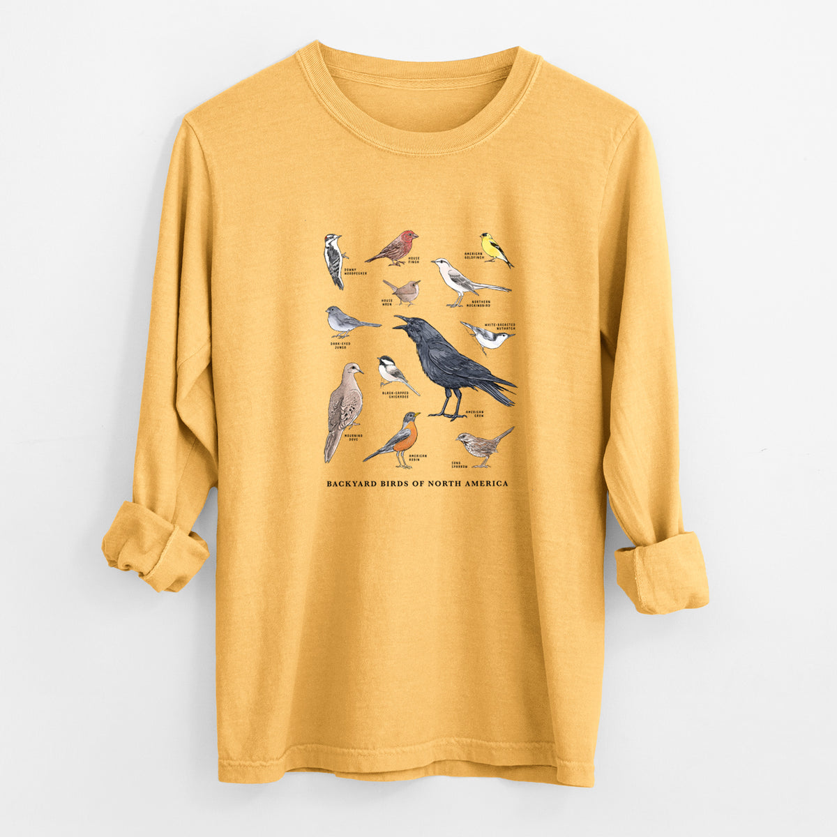 Common Backyard Birds of North America - Unisex Comfort Colors 100% Cotton Long Sleeve