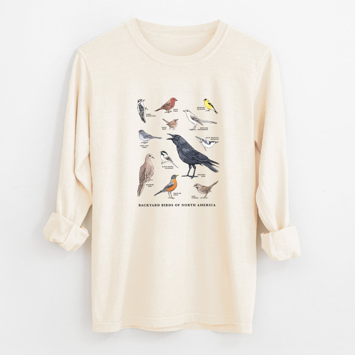 Common Backyard Birds of North America - Unisex Comfort Colors 100% Cotton Long Sleeve
