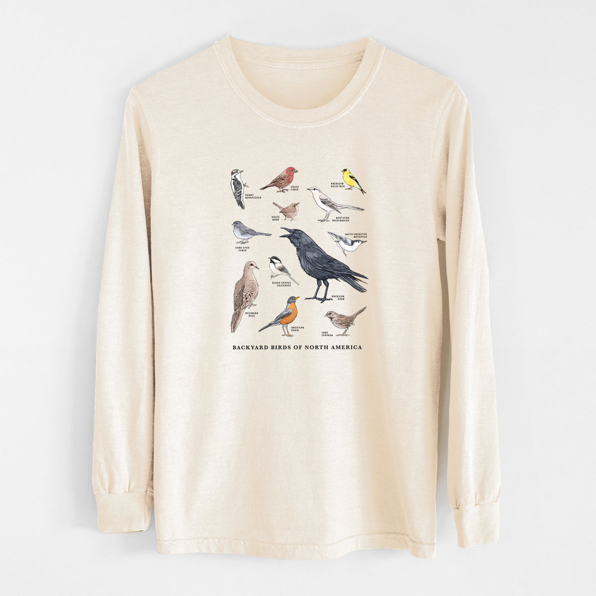 Common Backyard Birds of North America - Unisex Comfort Colors 100% Cotton Long Sleeve