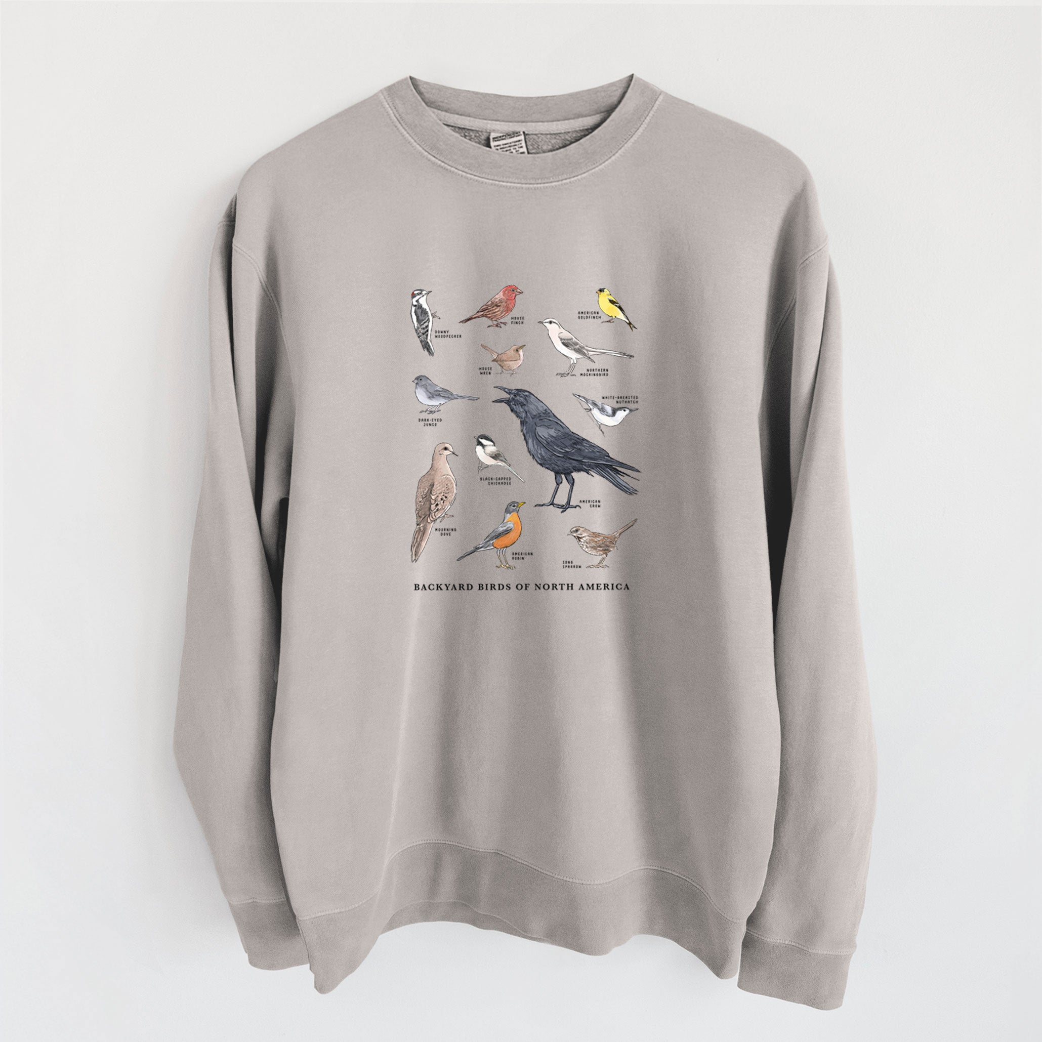 Common Backyard Birds of North America - Unisex Pigment Dyed Crew Sweatshirt
