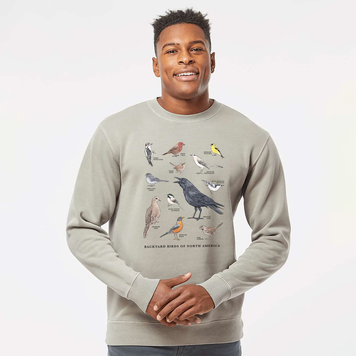 Common Backyard Birds of North America - Unisex Pigment Dyed Crew Sweatshirt