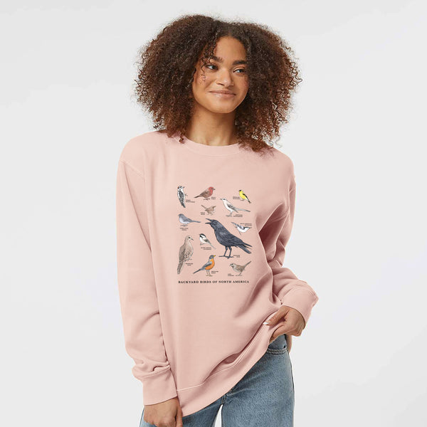 Common Backyard Birds of North America - Unisex Pigment Dyed Crew Swea ...