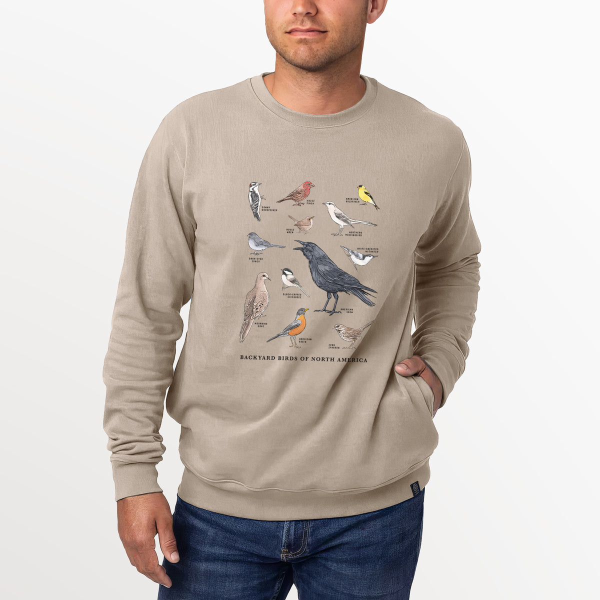 Common Backyard Birds of North America  - Unisex Reclaimed Crewneck Sweatshirt