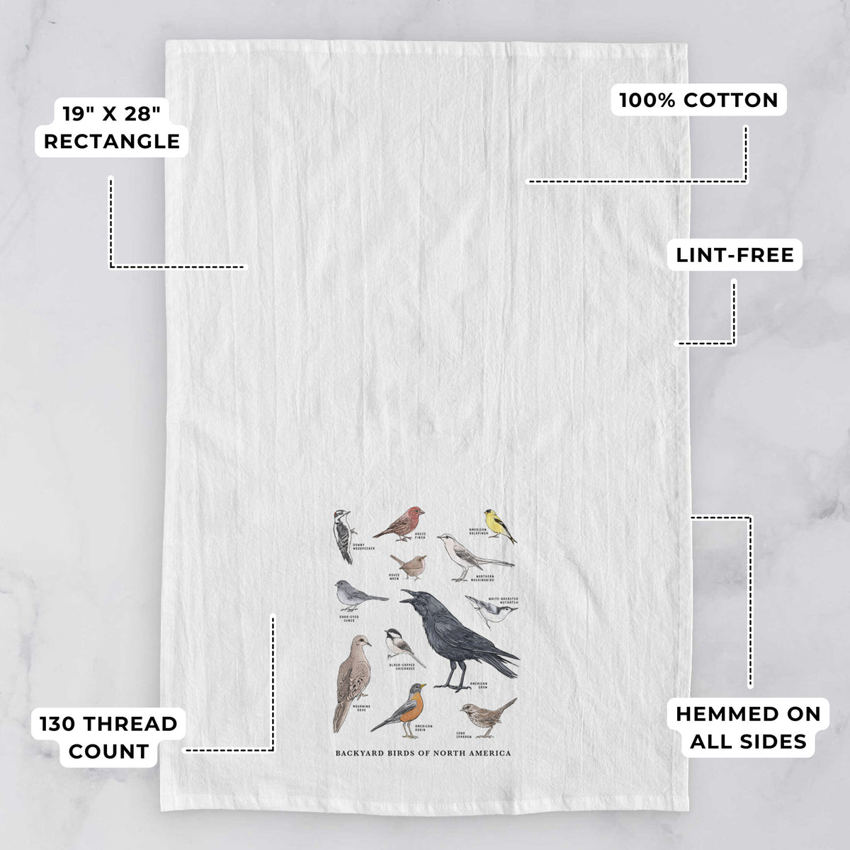 Common Backyard Birds of North America Tea Towel