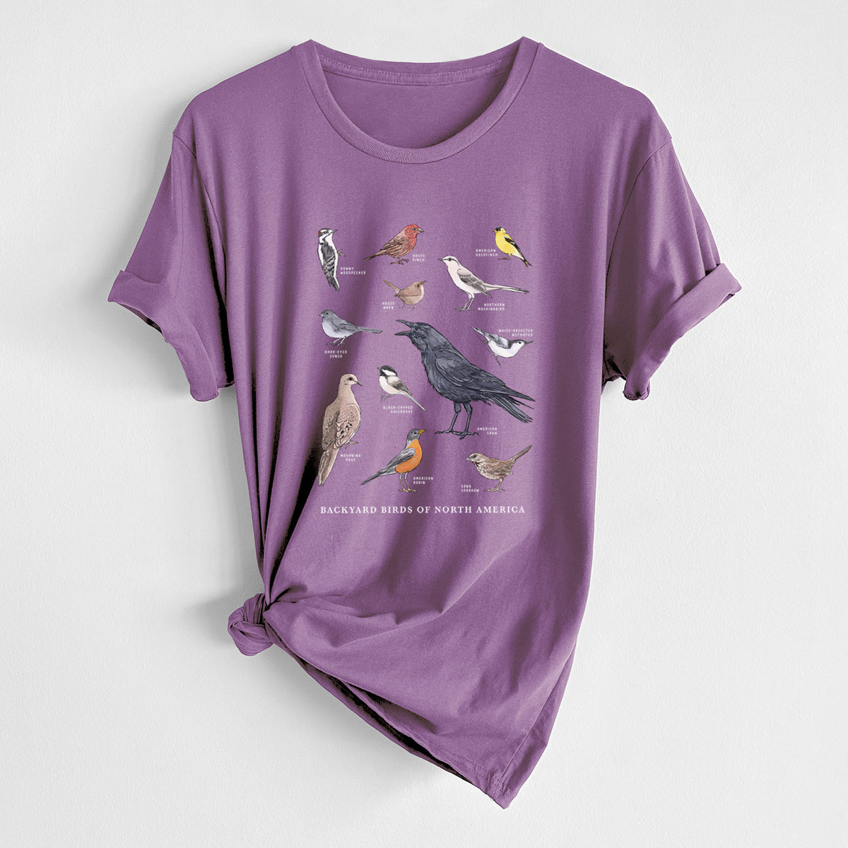 Common Backyard Birds of North America - Unisex Crewneck - Made in USA - 100% Organic Cotton