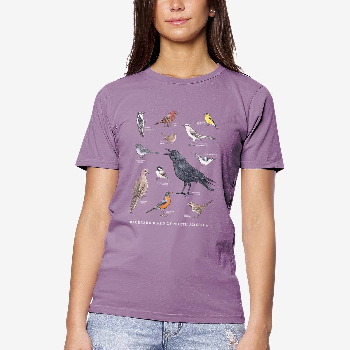 Common Backyard Birds of North America - Unisex Crewneck - Made in USA - 100% Organic Cotton