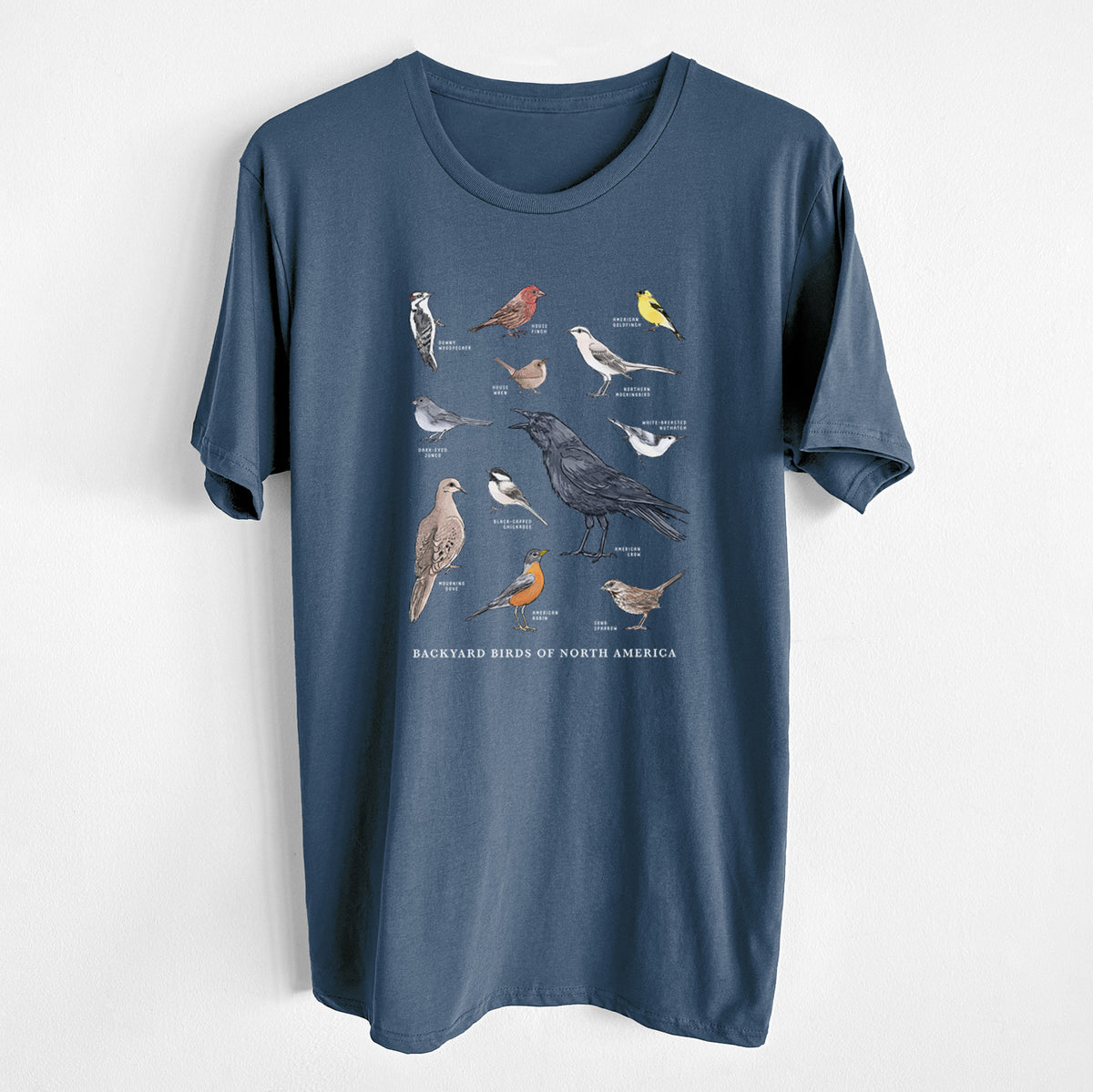 Common Backyard Birds of North America - Unisex Crewneck - Made in USA - 100% Organic Cotton