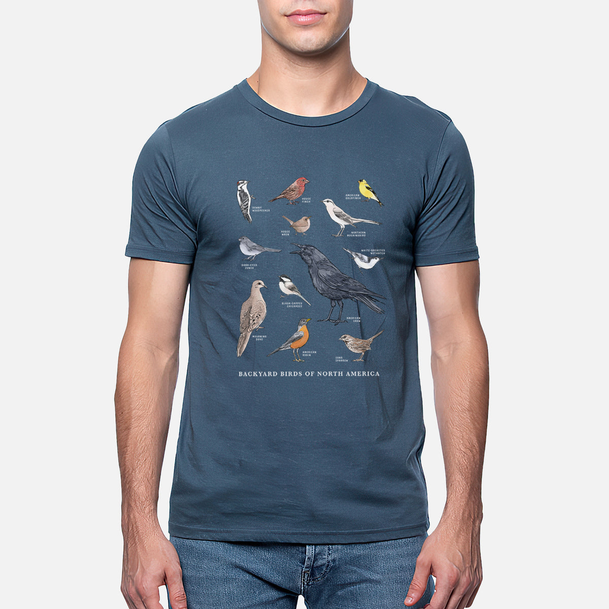 Common Backyard Birds of North America - Unisex Crewneck - Made in USA - 100% Organic Cotton