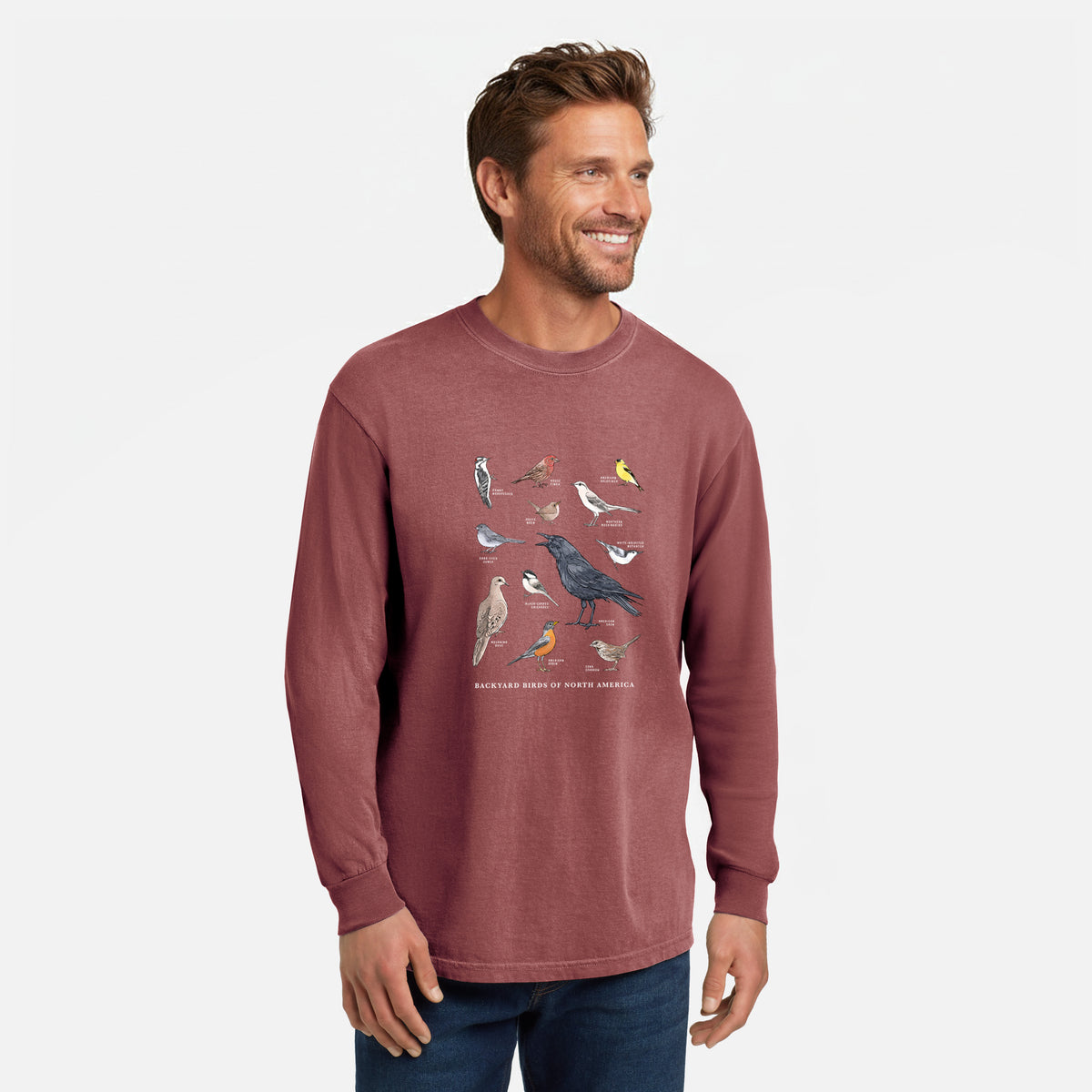 Common Backyard Birds of North America - Unisex Comfort Colors 100% Cotton Long Sleeve