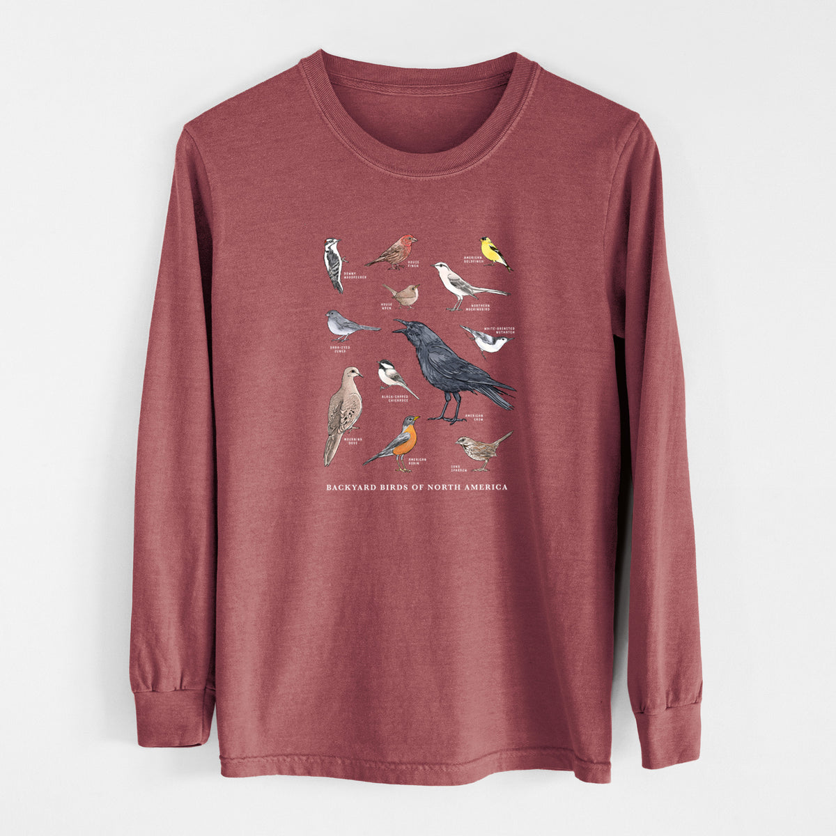 Common Backyard Birds of North America - Unisex Comfort Colors 100% Cotton Long Sleeve