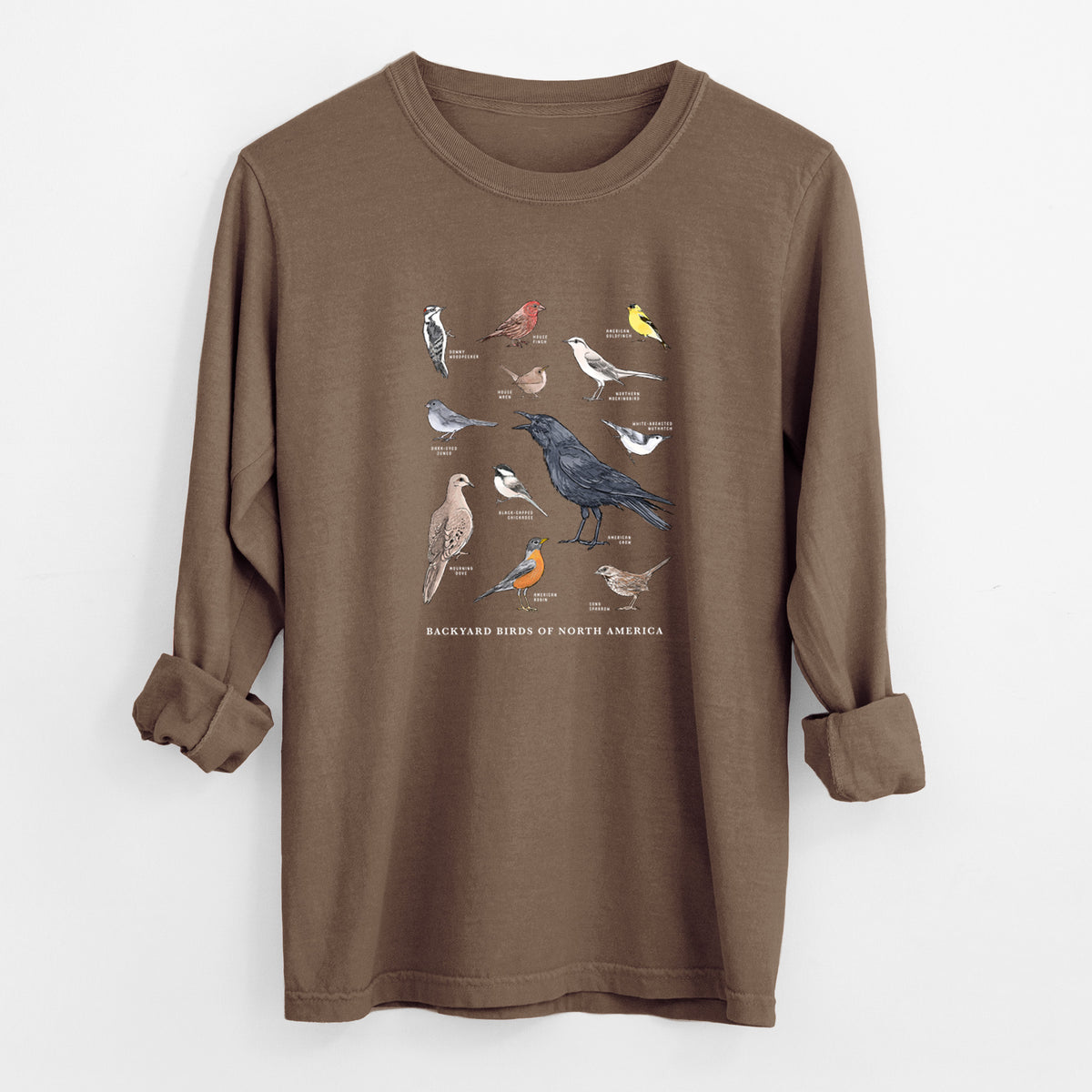 Common Backyard Birds of North America - Unisex Comfort Colors 100% Cotton Long Sleeve