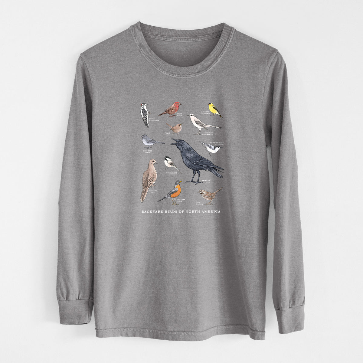 Common Backyard Birds of North America - Unisex Comfort Colors 100% Cotton Long Sleeve