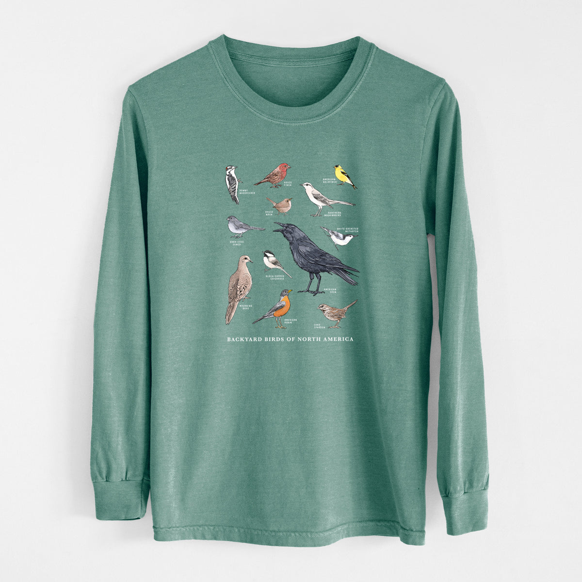 Common Backyard Birds of North America - Unisex Comfort Colors 100% Cotton Long Sleeve