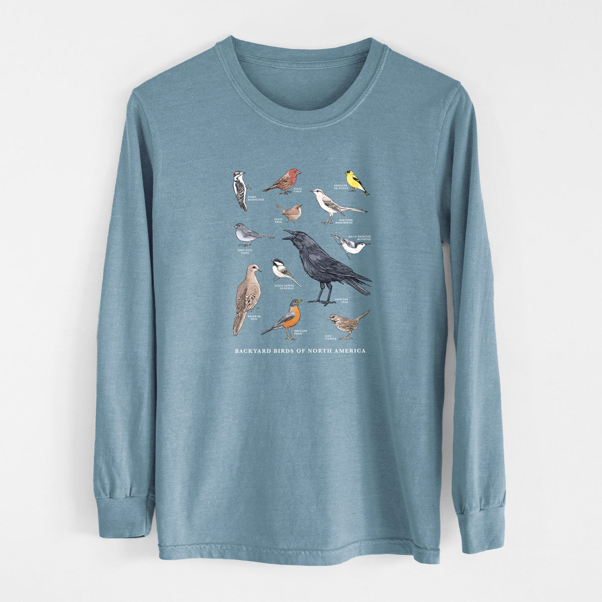 Common Backyard Birds of North America - Unisex Comfort Colors 100% Cotton Long Sleeve
