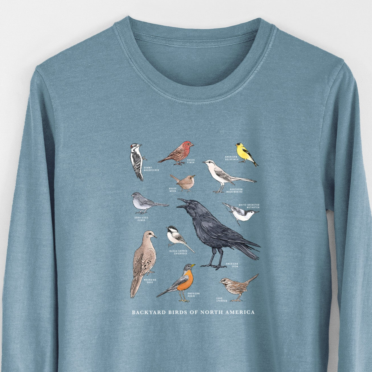 Common Backyard Birds of North America - Unisex Comfort Colors 100% Cotton Long Sleeve