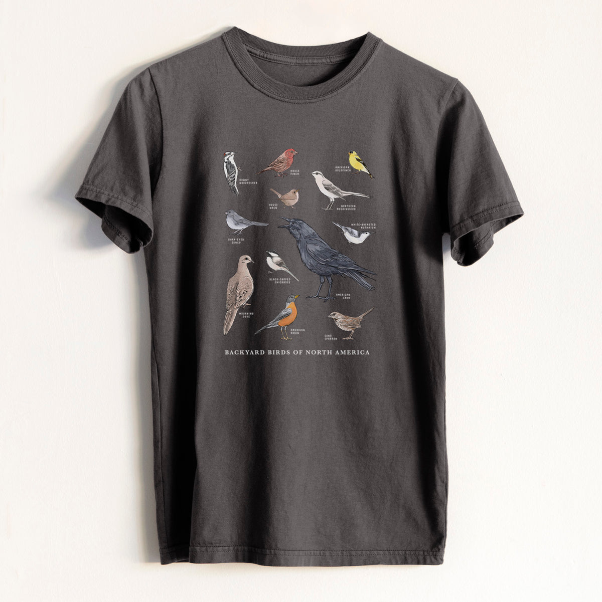 Common Backyard Birds of North America - Heavyweight Men&#39;s 100% Organic Cotton Tee